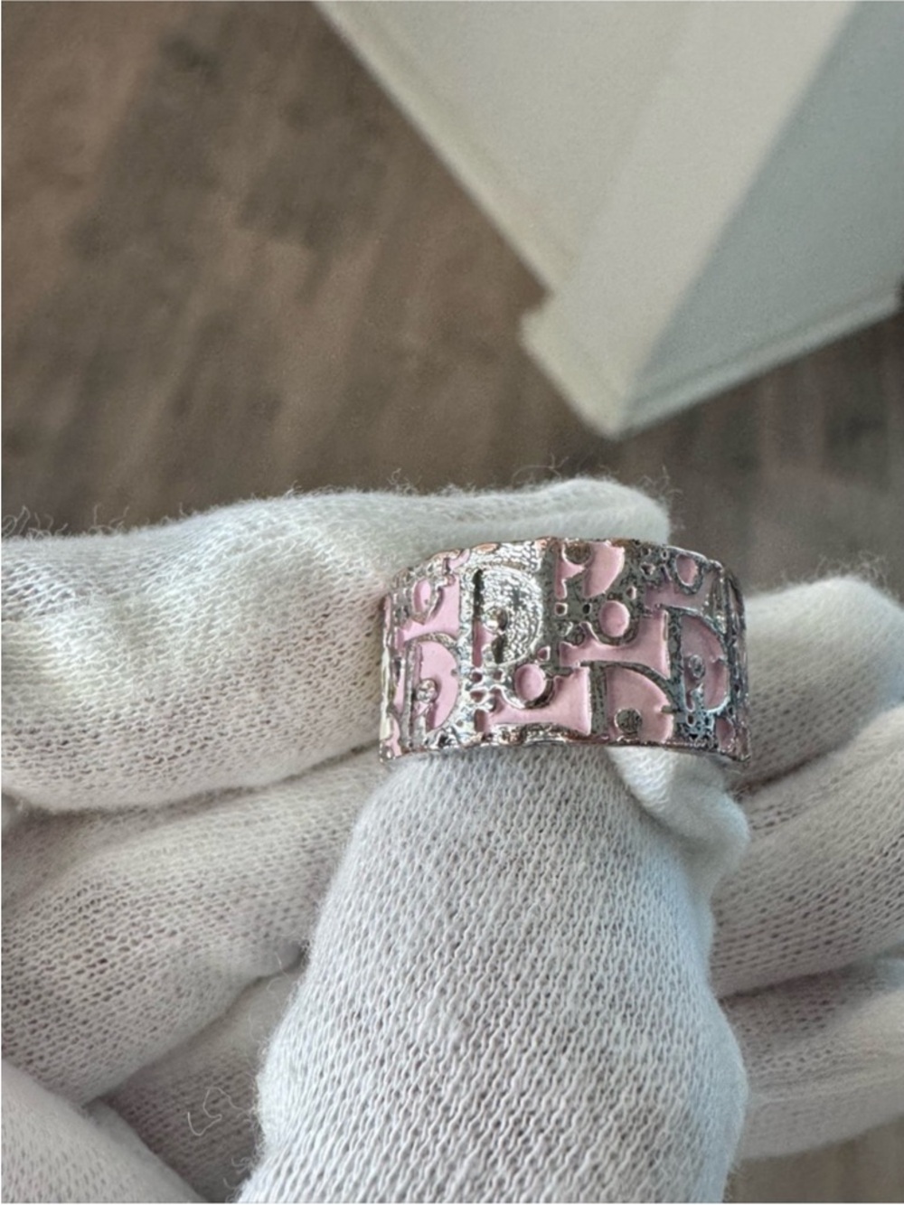 Dior Pink and Silver Trotter Band Ring size 6 w/COA - Picture 11 of 15